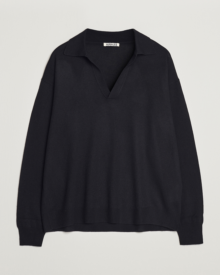 Herre | Gensere | Auralee | Cashmere/Silk Skipper Polo Black