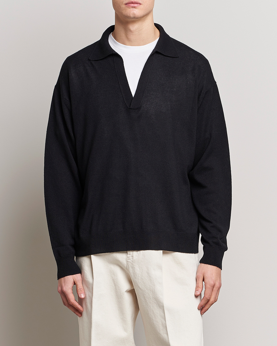 Herre | Gensere | Auralee | Cashmere/Silk Skipper Polo Black