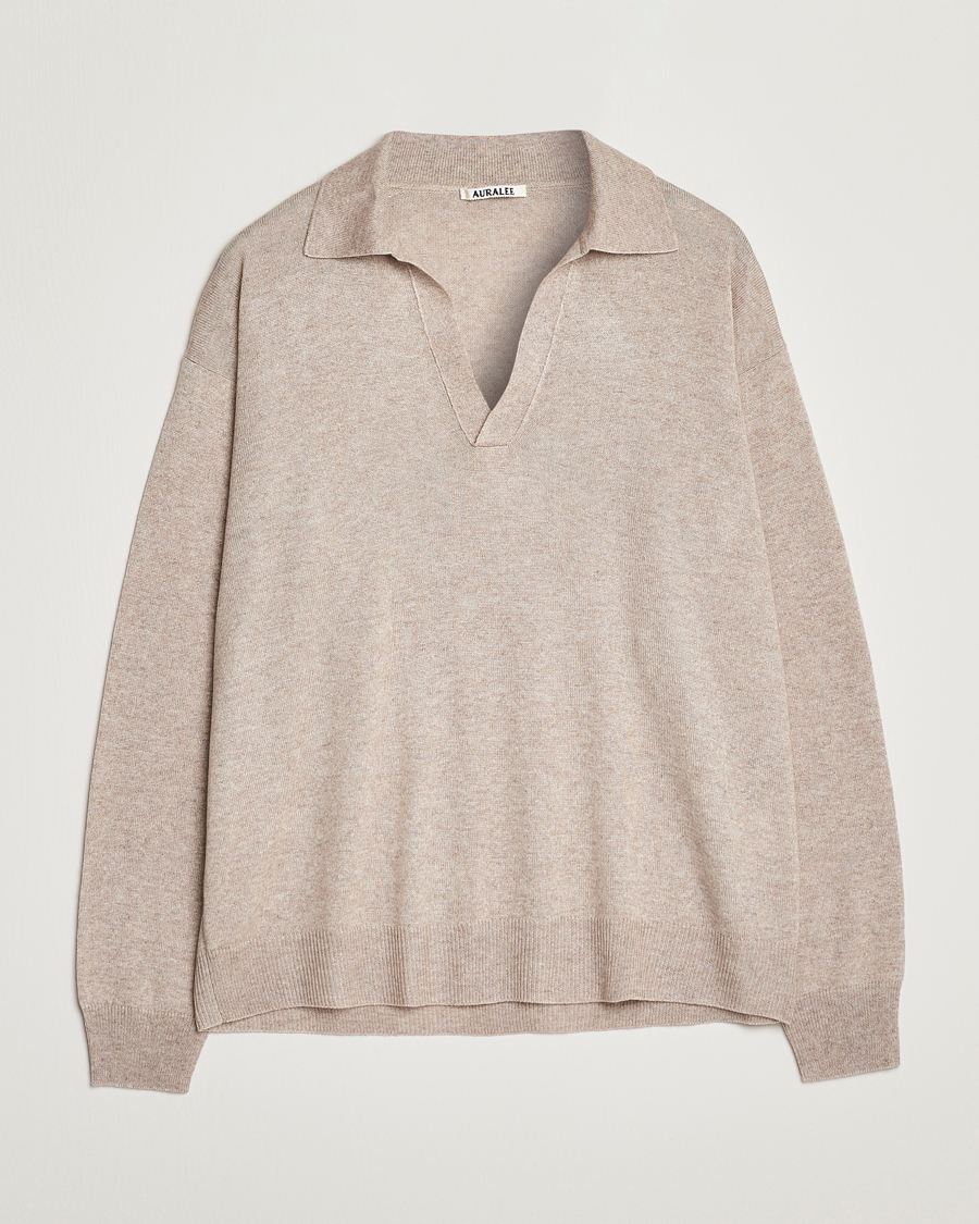 Herre | Gensere | Auralee | Cashmere/Silk Skipper Polo Beige