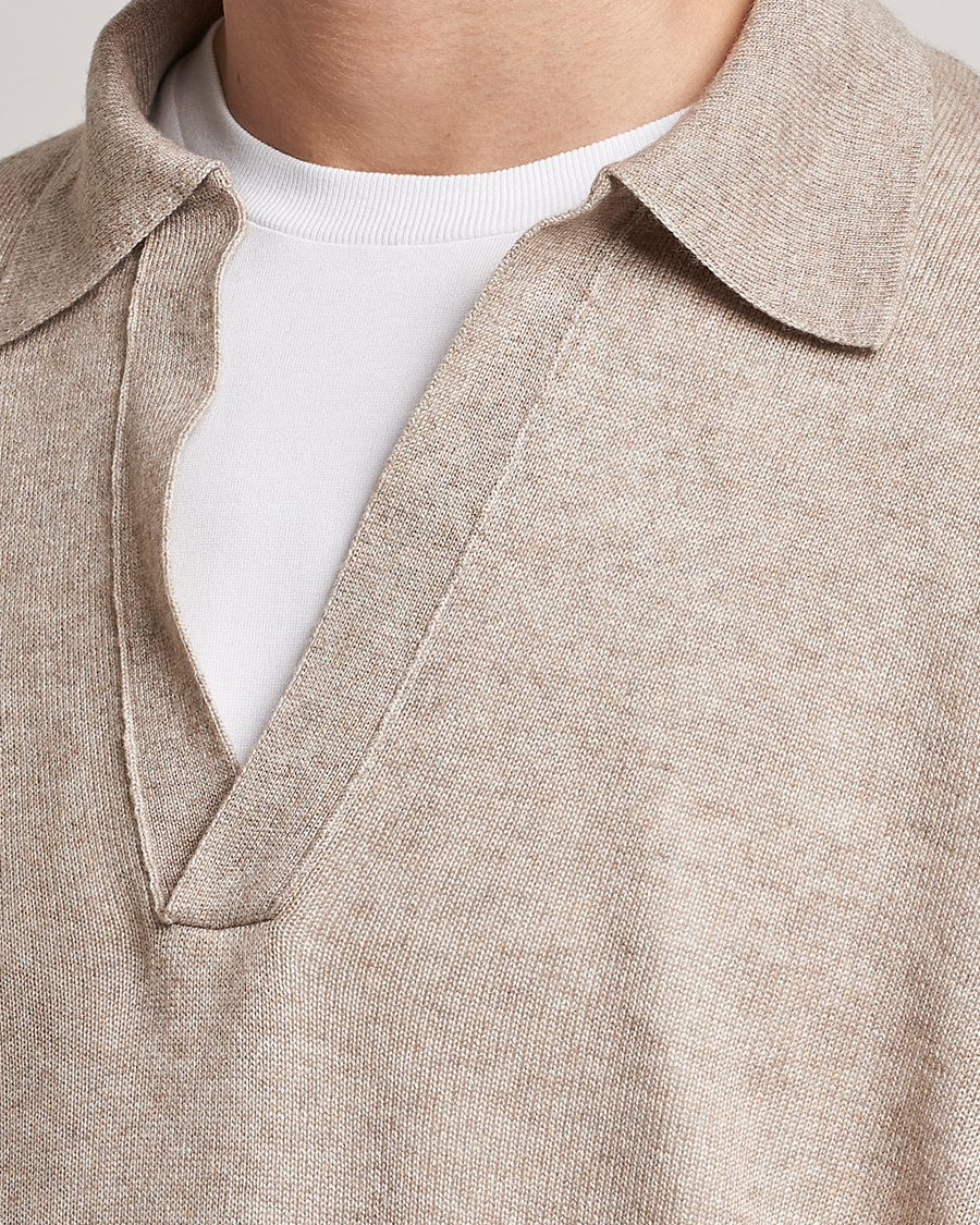 Herre | Gensere | Auralee | Cashmere/Silk Skipper Polo Beige