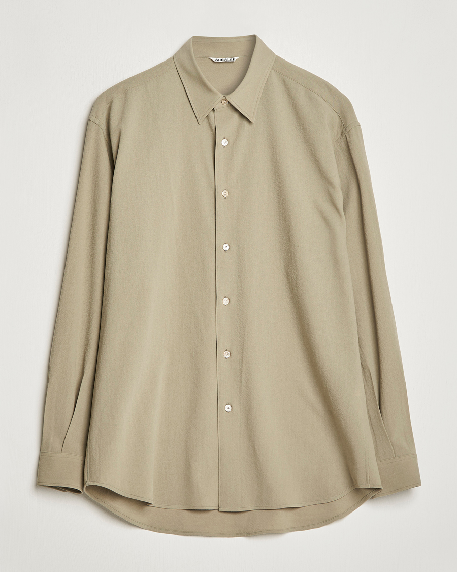 Herre | Skjorter | Auralee | Viyella Wool Shirt Light Khaki