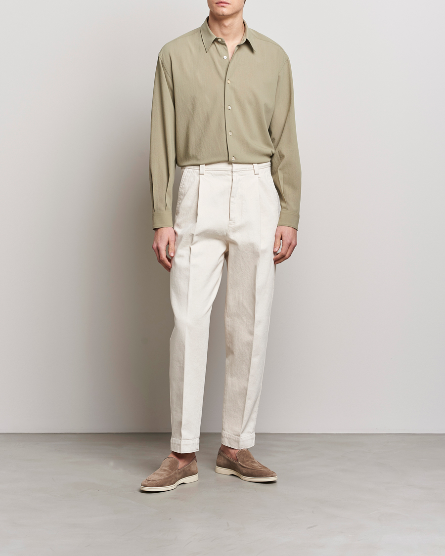 Herre | Skjorter | Auralee | Viyella Wool Shirt Light Khaki