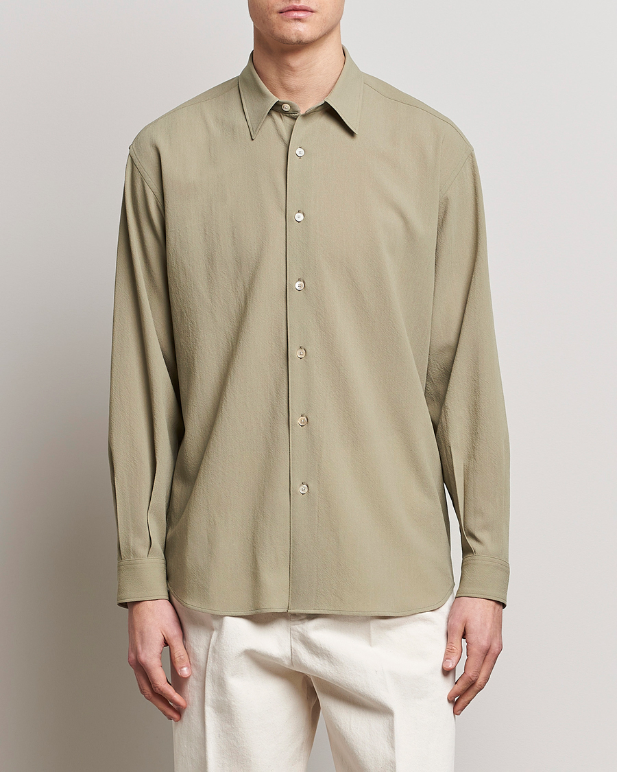 Herre | Skjorter | Auralee | Viyella Wool Shirt Light Khaki