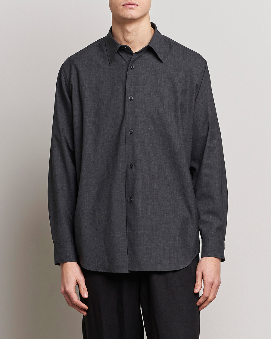 Herre | Skjorter | Auralee | Tropical Wool Shirt Charcoal