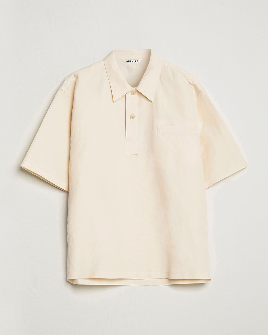 Herre | Skjorter | Auralee | Finx Linen Half Sleeved Shirt Ecru