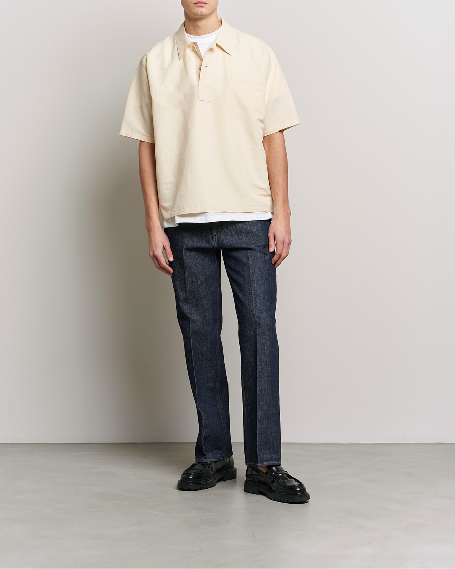 Herre | Skjorter | Auralee | Finx Linen Half Sleeved Shirt Ecru
