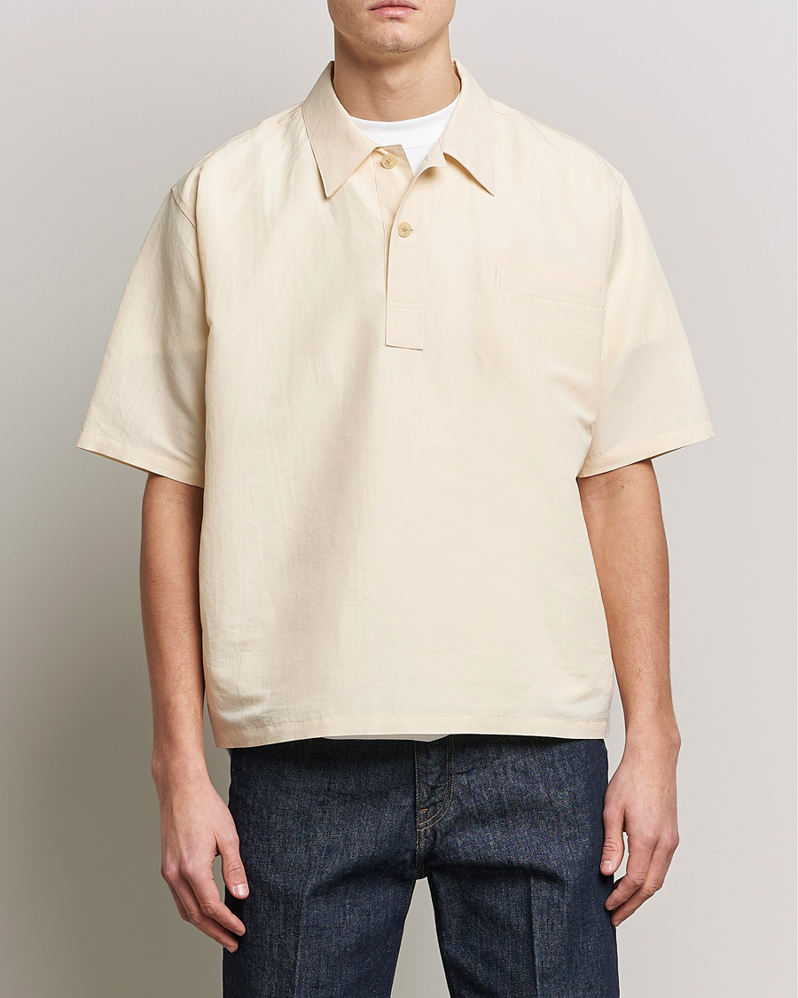 Herre | Skjorter | Auralee | Finx Linen Half Sleeved Shirt Ecru