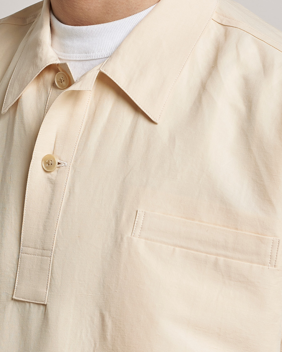 Herre | Skjorter | Auralee | Finx Linen Half Sleeved Shirt Ecru