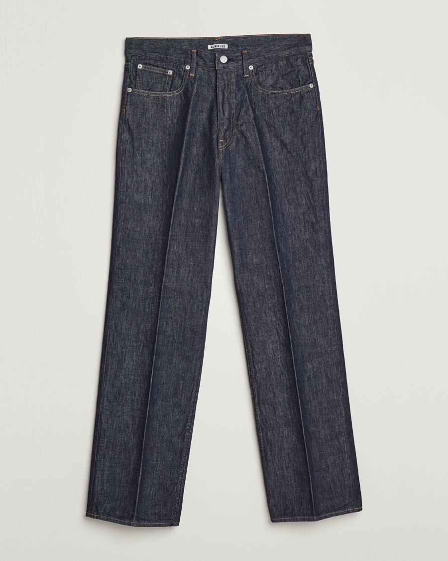 Herre | Jeans | Auralee | Regular Fit Denim Pants Dark Indigo
