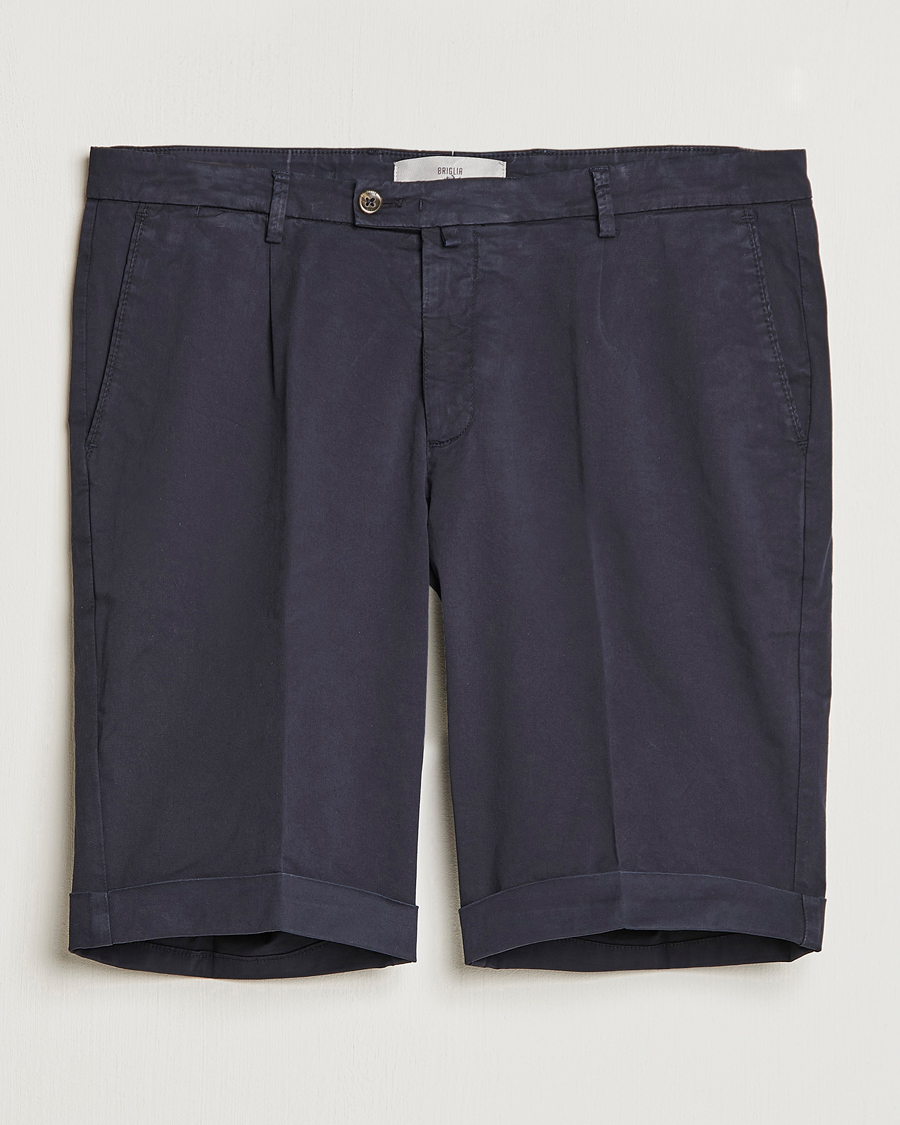 Herre | Shorts | Briglia 1949 | Pleated Cotton Shorts Navy