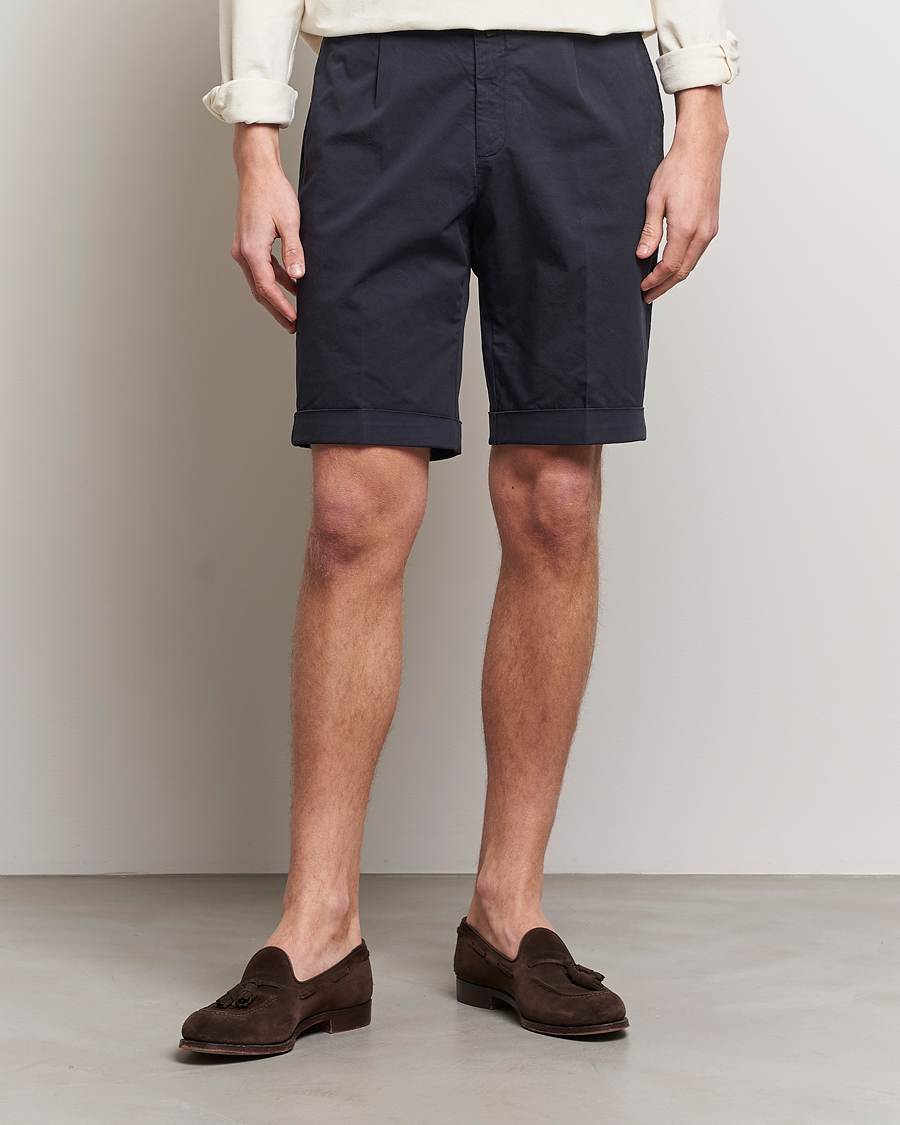 Herre | Shorts | Briglia 1949 | Pleated Cotton Shorts Navy