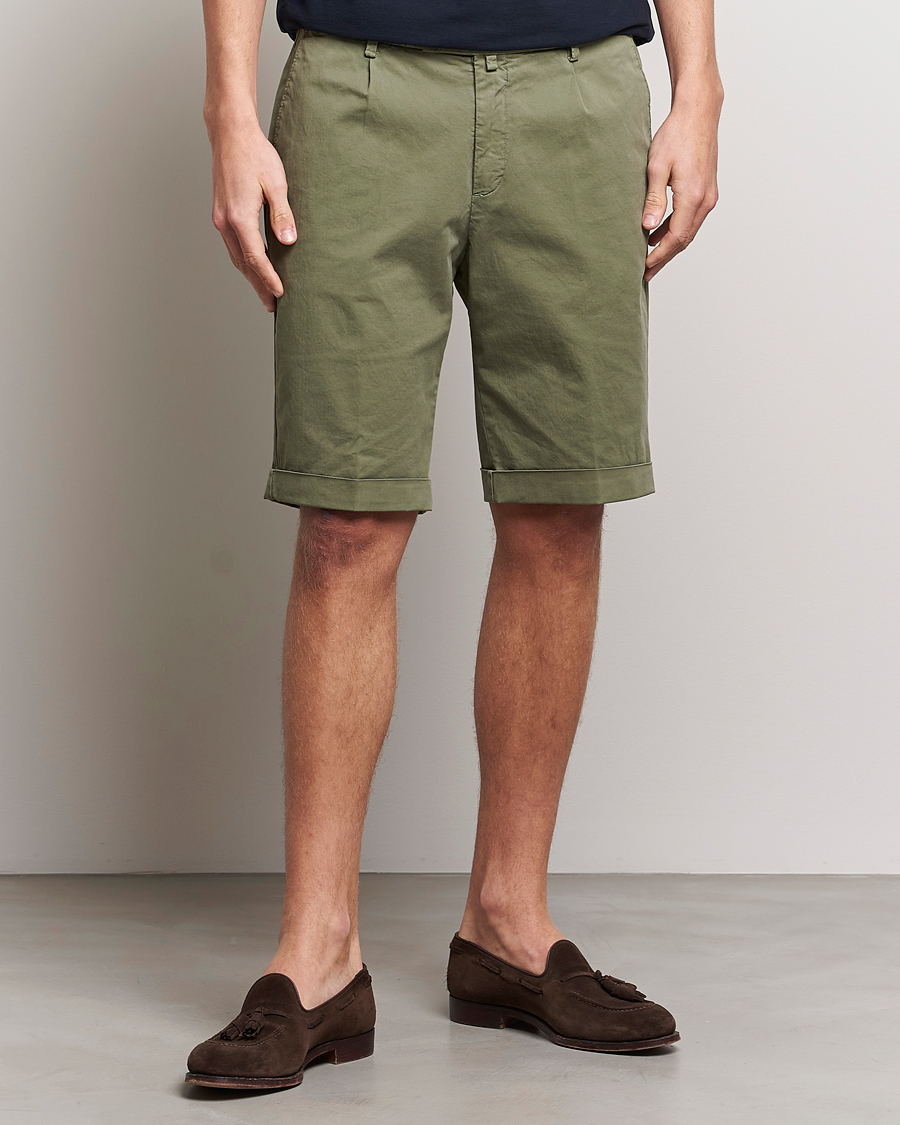 Herre | | Briglia 1949 | Pleated Cotton Shorts Olive