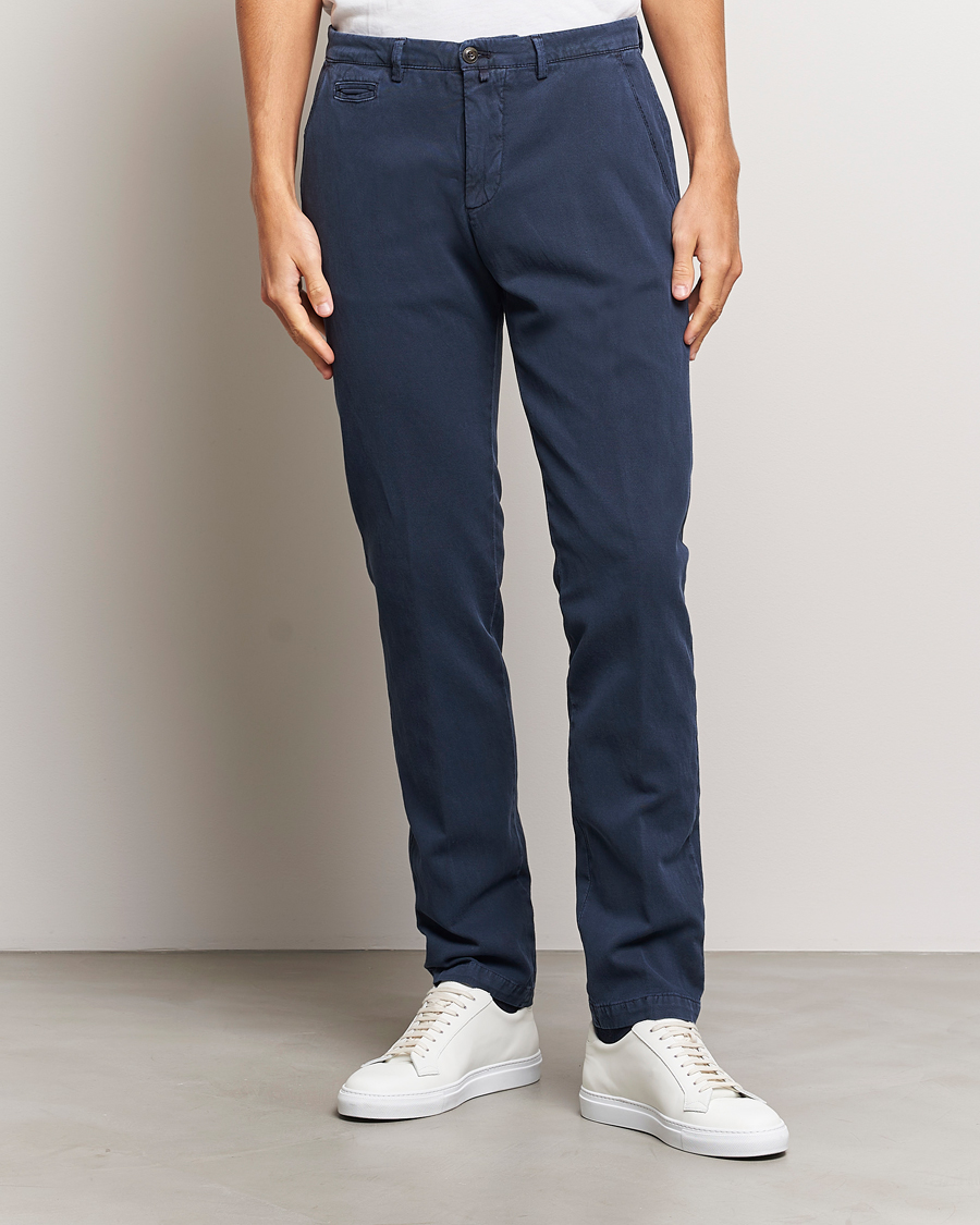 Herre | Linbukser | Briglia 1949 | Slim Fit Diagonal Cotton Stretch Trousers Navy