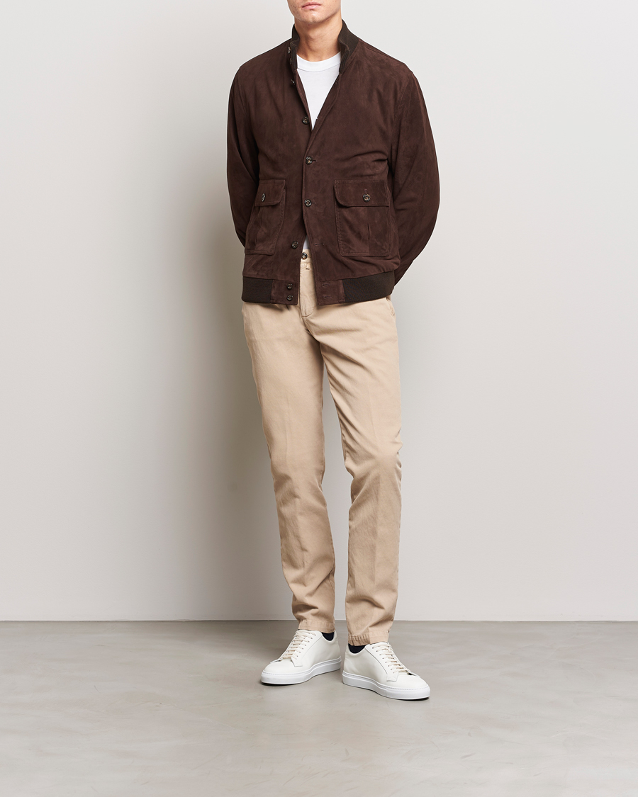 Herre | Bukser | Briglia 1949 | Slim Fit Diagonal Cotton Stretch Trousers Beige