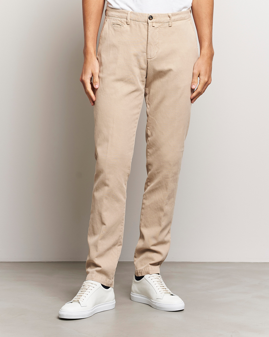 Herre | Bukser | Briglia 1949 | Slim Fit Diagonal Cotton Stretch Trousers Beige