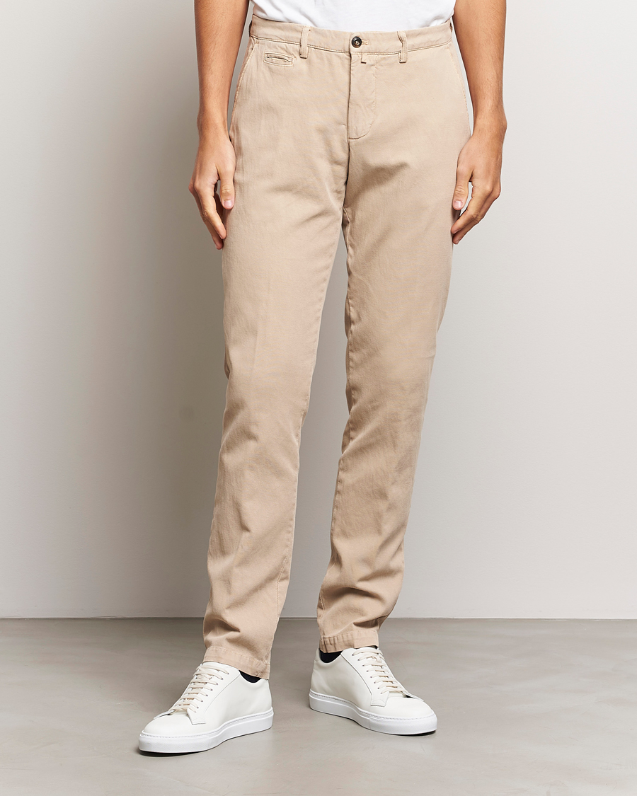 Herre | | Briglia 1949 | Slim Fit Diagonal Cotton Stretch Trousers Beige