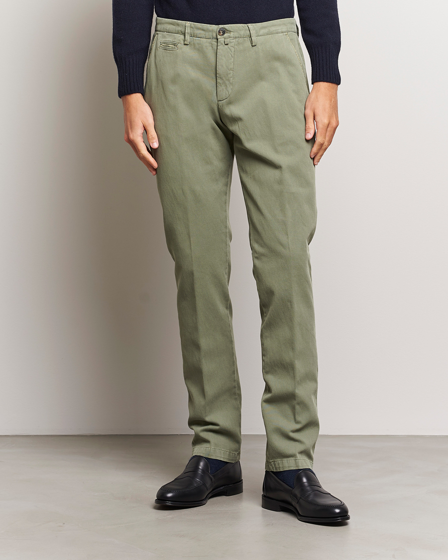 Herre |  | Briglia 1949 | Slim Fit Diagonal Cotton Stretch Trousers Olive