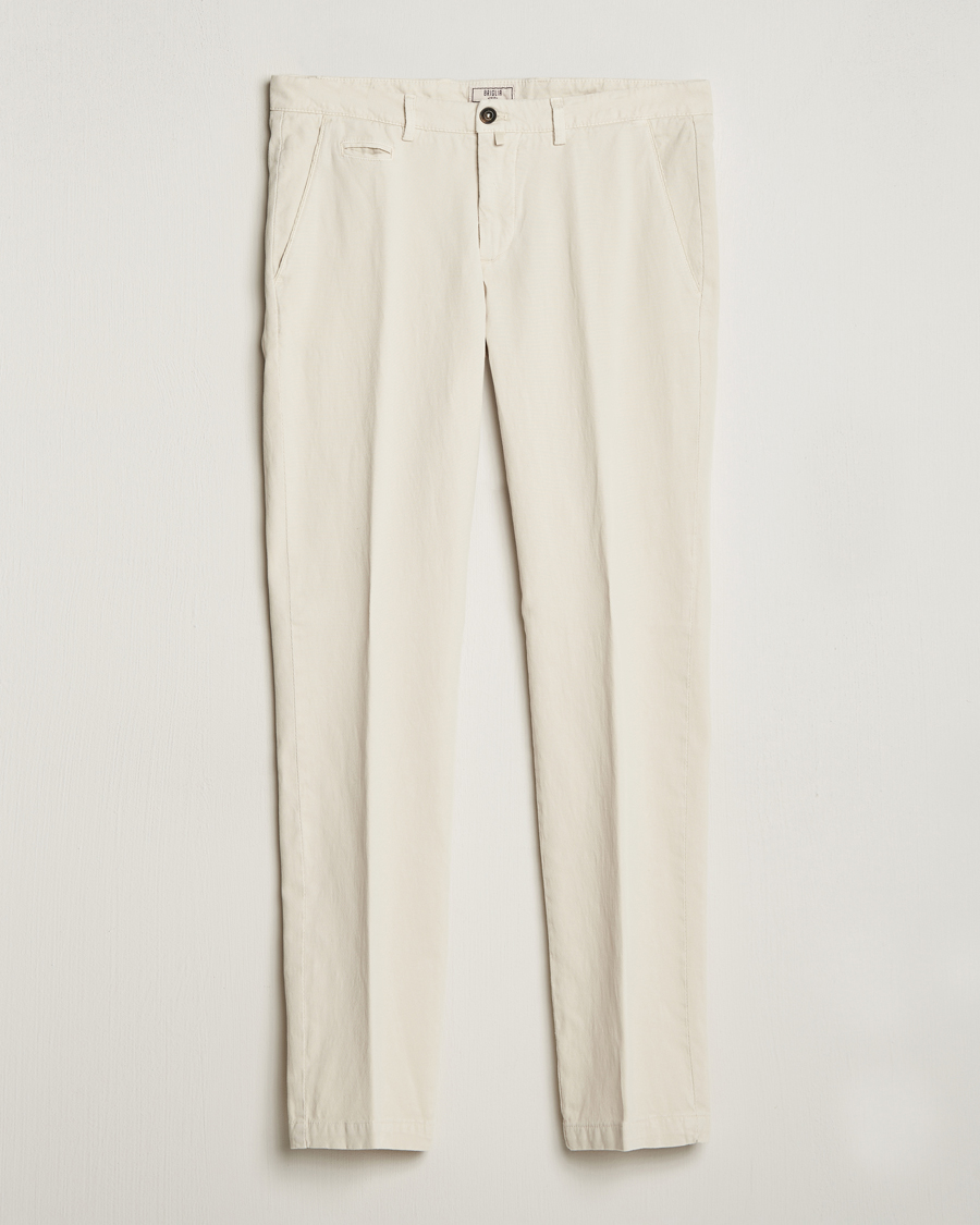 Herre | Linbukser | Briglia 1949 | Slim Fit Diagonal Cotton Stretch Trousers Cream