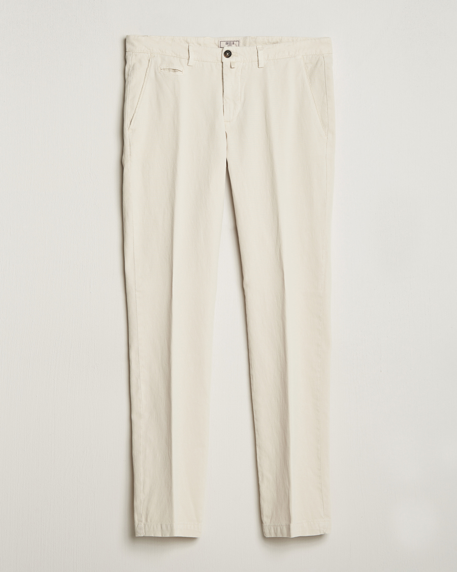 Herre | | Briglia 1949 | Slim Fit Diagonal Cotton Stretch Trousers Cream