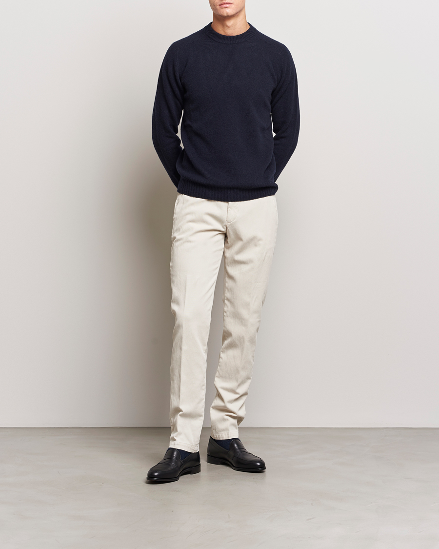 Herre | Bukser | Briglia 1949 | Slim Fit Diagonal Cotton Stretch Trousers Cream