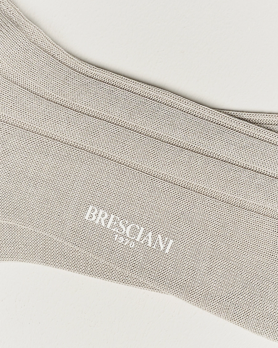 Herre |  | Bresciani | Wide Ribbed Cotton Socks Off White