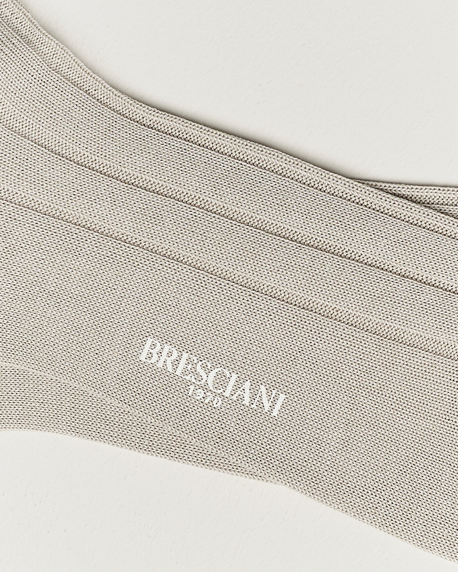 Herre | Undertøy | Bresciani | Wide Ribbed Cotton Socks Off White
