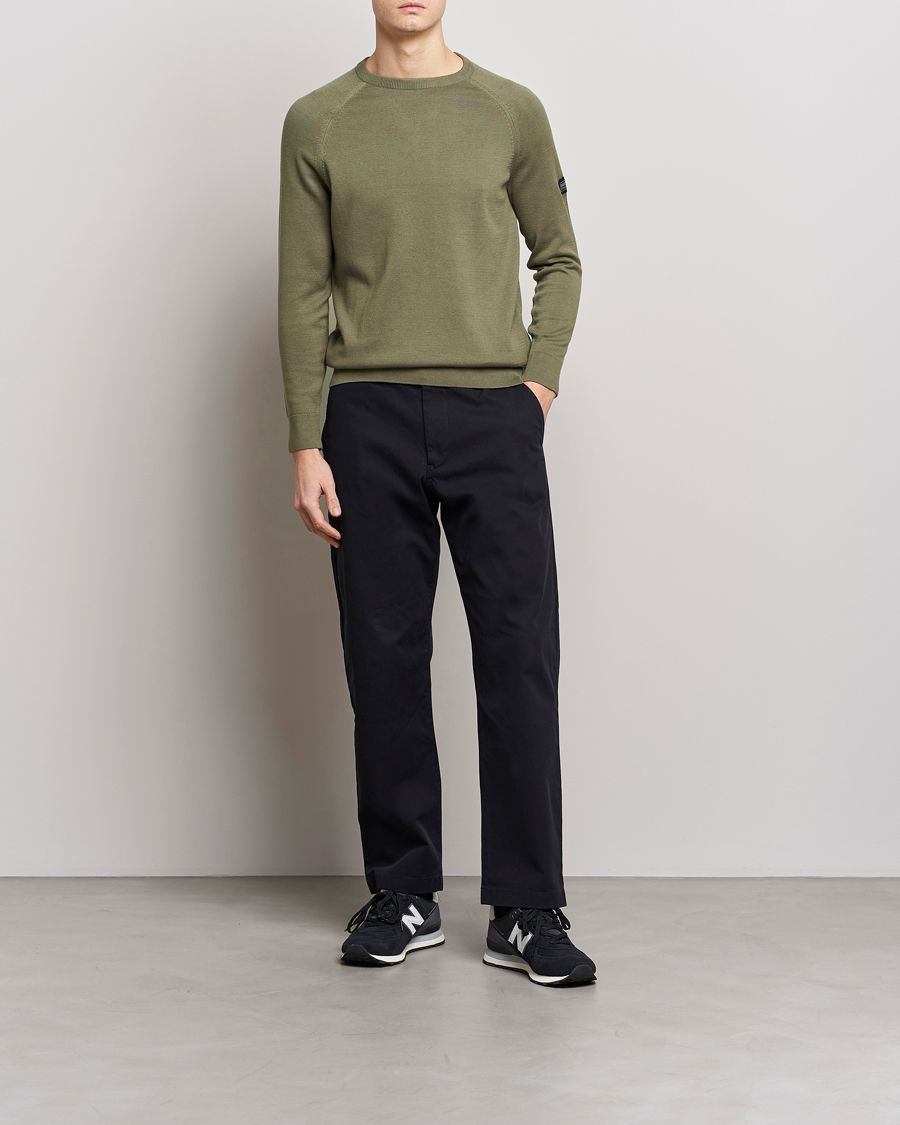 Herre | Gensere | Barbour International | Cotton Crew Neck Light Moss