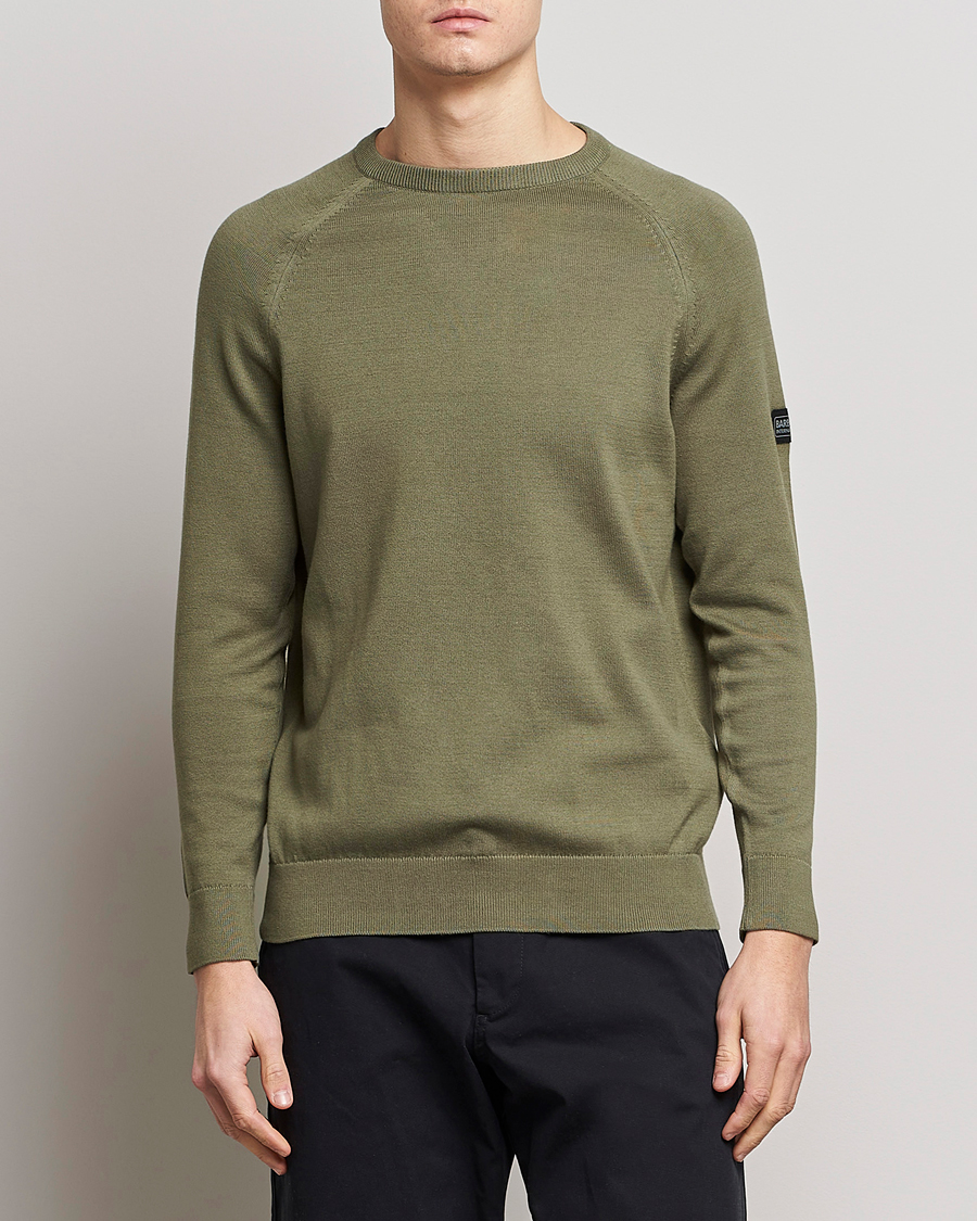 Herre | Gensere | Barbour International | Cotton Crew Neck Light Moss