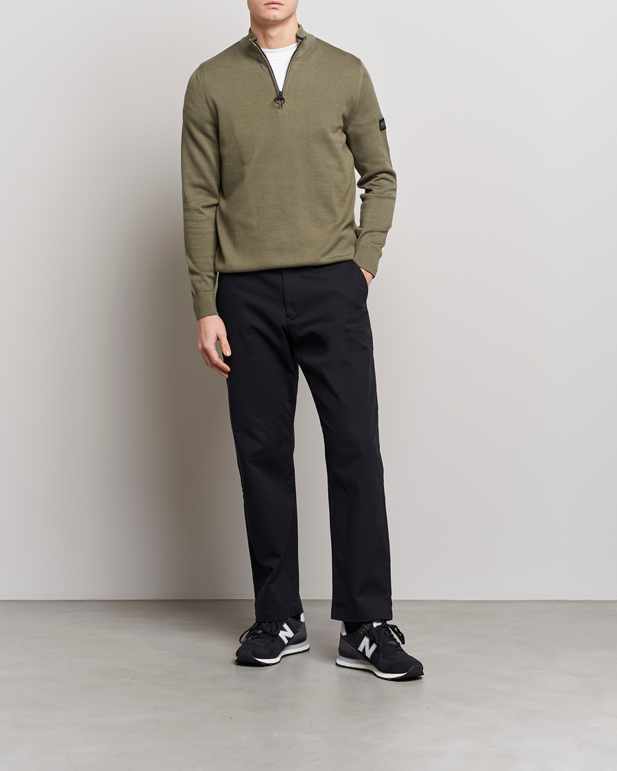 Herre | Gensere | Barbour International | Cotton Half Zip Light Moss