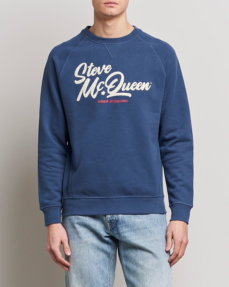 Herre | Sweatshirts | Barbour International | Holtz Steve McQueen Crew Neck Sweatshirt Blue