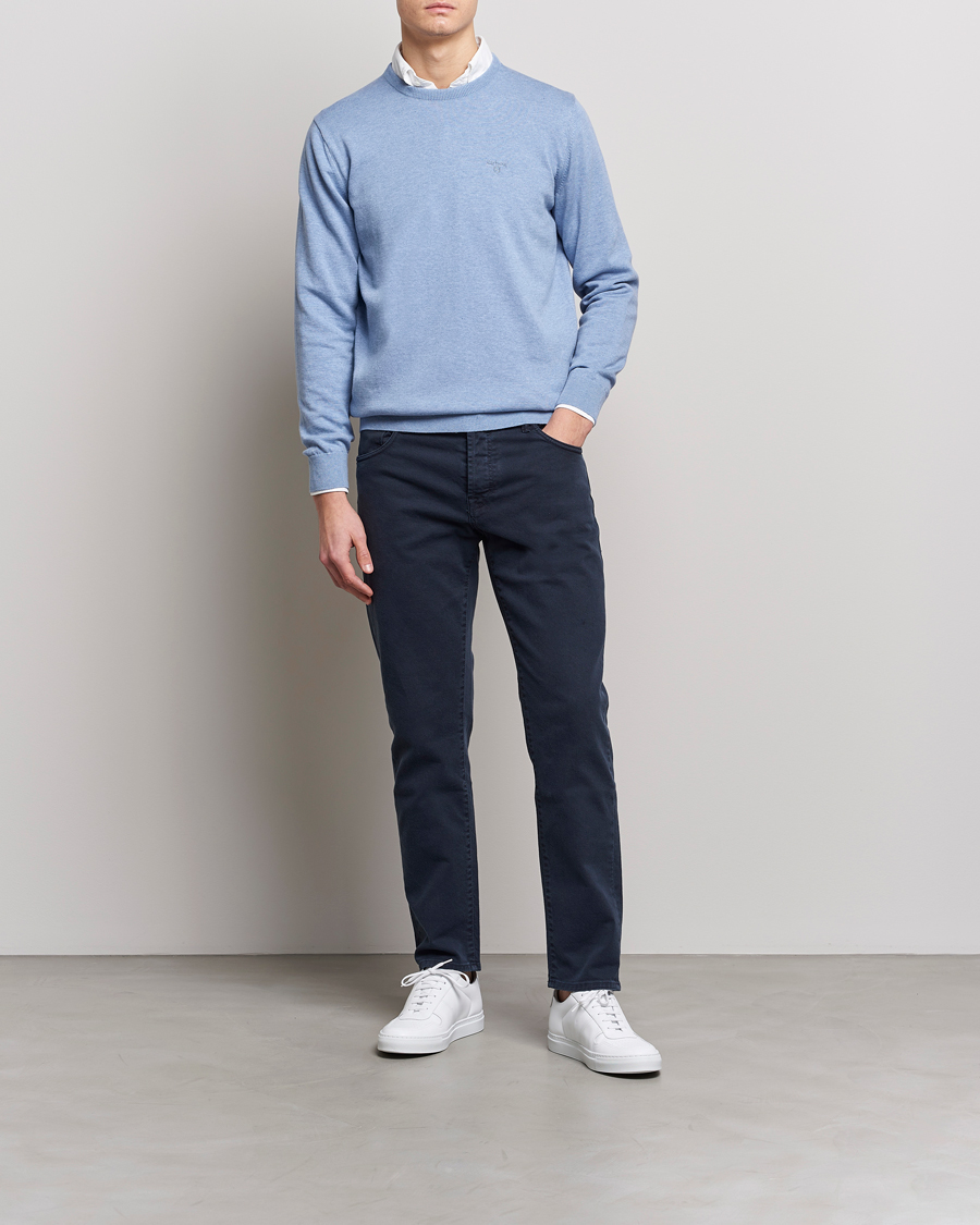 Herre | Gensere | Barbour Lifestyle | Pima Cotton Crew Neck Chambray Blue