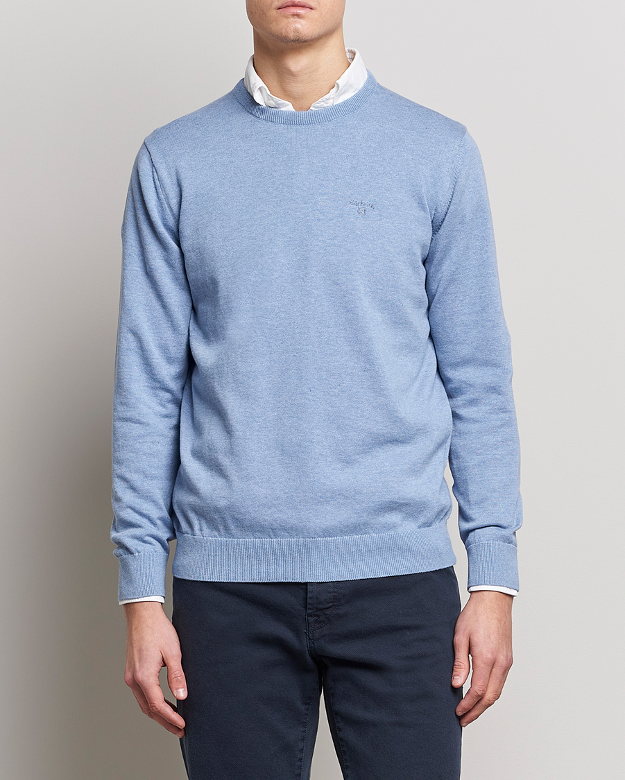 Herre | Gensere | Barbour Lifestyle | Pima Cotton Crew Neck Chambray Blue