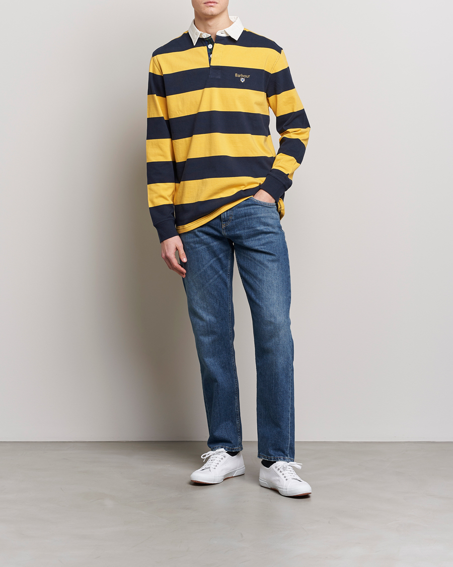 Herre | Gensere | Barbour Lifestyle | Hollywell Striped Rugby Navy/Yellow