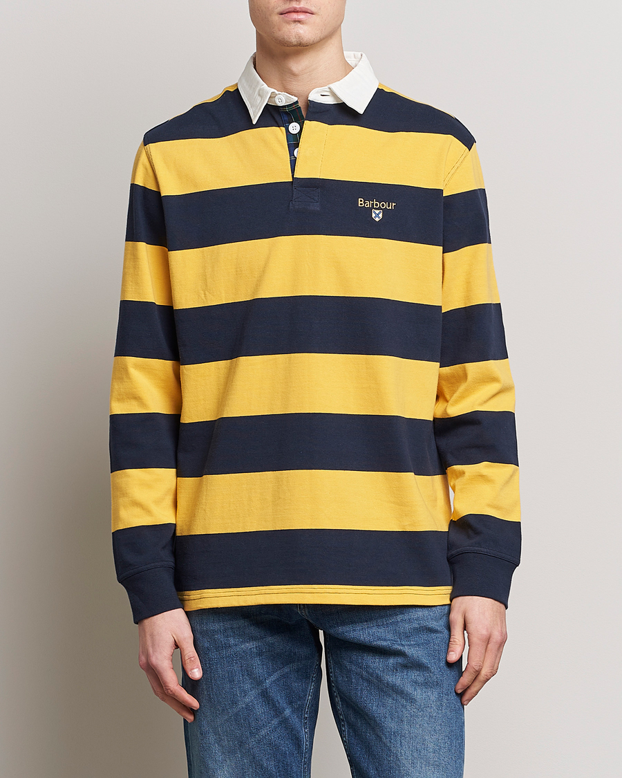 Herre | | Barbour Lifestyle | Hollywell Striped Rugby Navy/Yellow