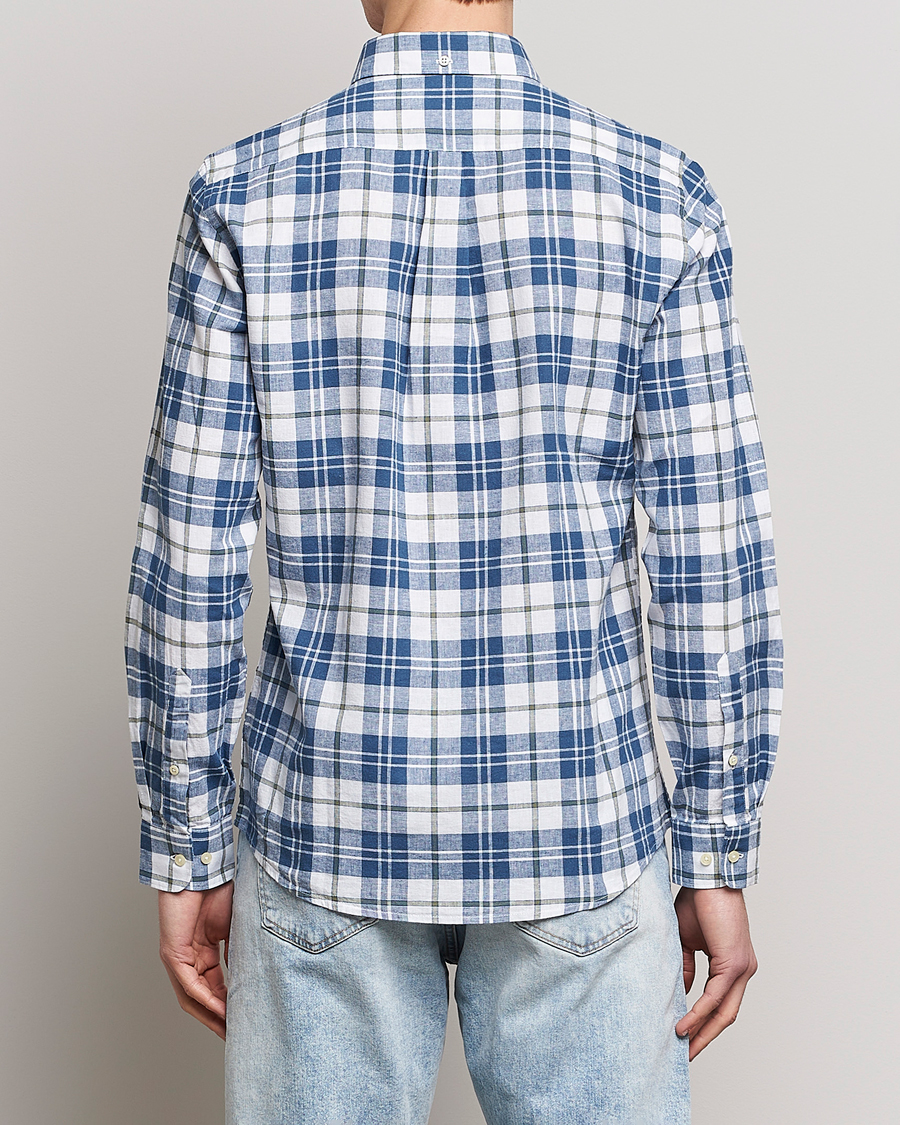 Herre | Skjorter | Barbour Lifestyle | Tailored Fit Thorpe Cotton/Linen Checked Shirt Blue
