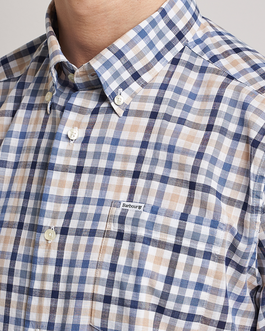 Herre | Skjorter | Barbour Lifestyle | Tailored Fit Kinson Short Sleeve Checked Shirt Stone