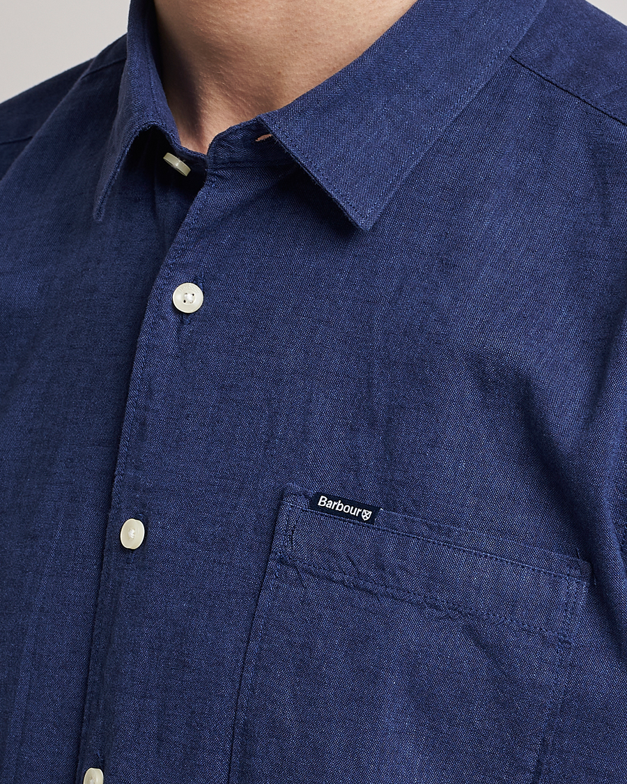 Herre | Skjorter | Barbour Lifestyle | Tailored Fit Nelson Cotton/Linen Shirt Indigo