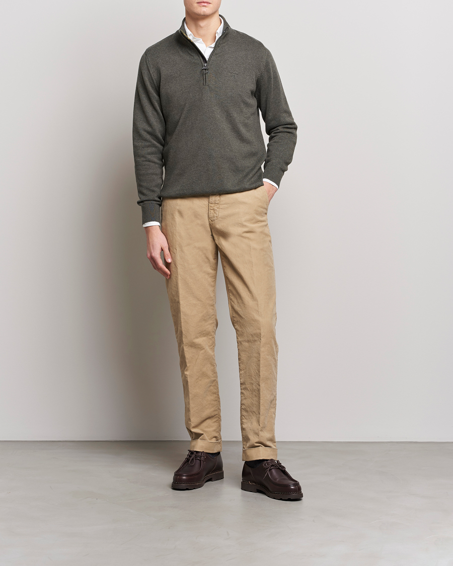 Herre | Gensere | Barbour Lifestyle | Cotton Half Zip Olive Marl
