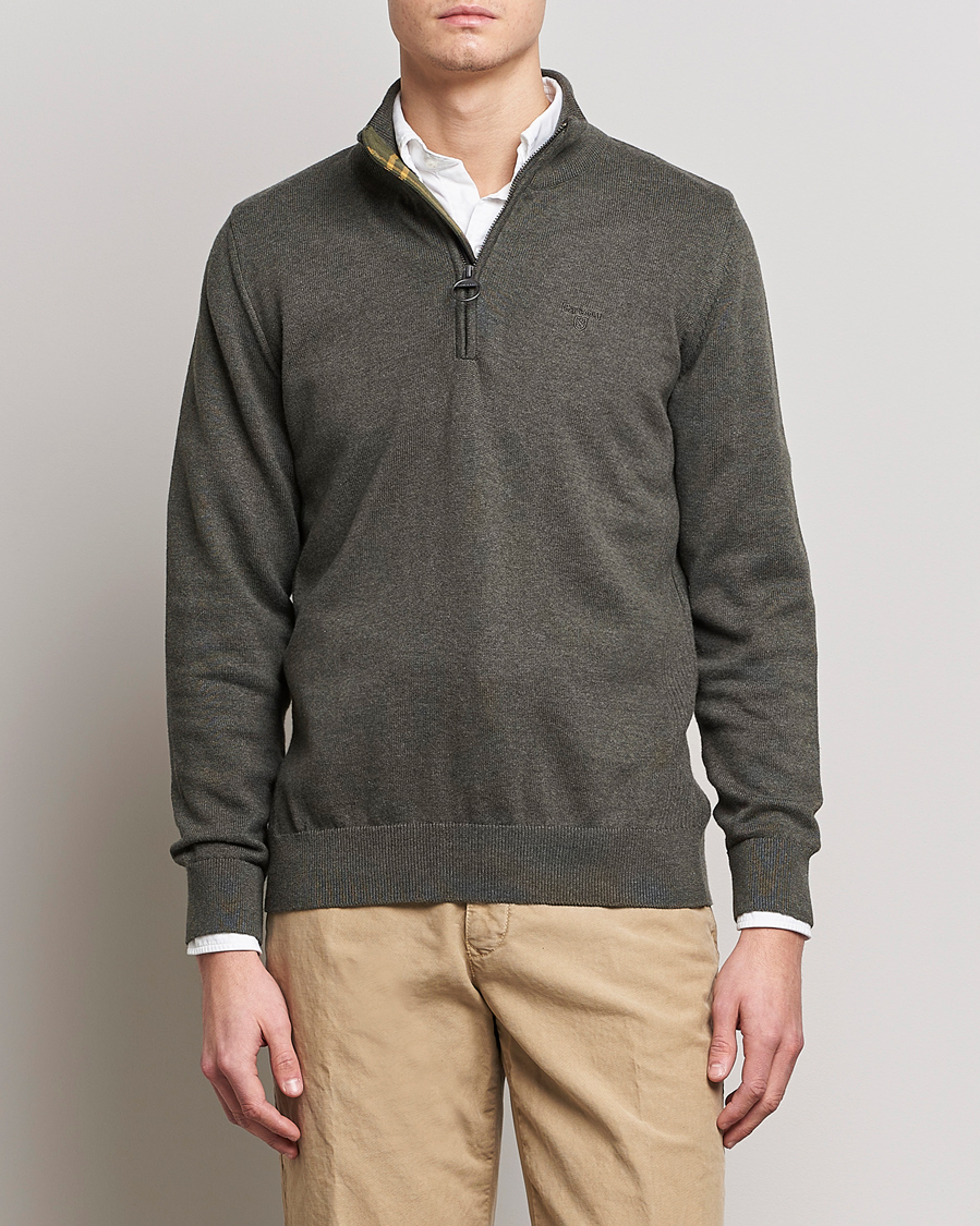 Herr | Half-zip | Barbour Lifestyle | Cotton Half Zip Olive Marl