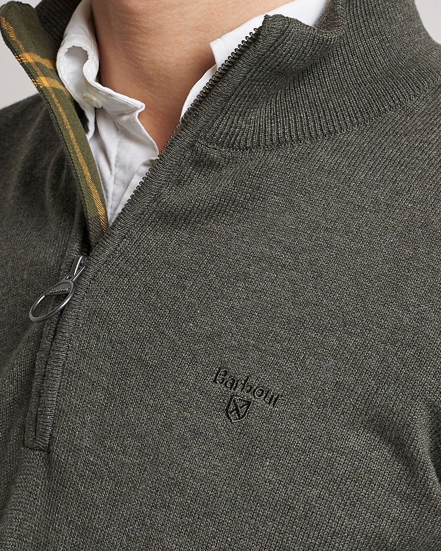 Herre | Gensere | Barbour Lifestyle | Cotton Half Zip Olive Marl