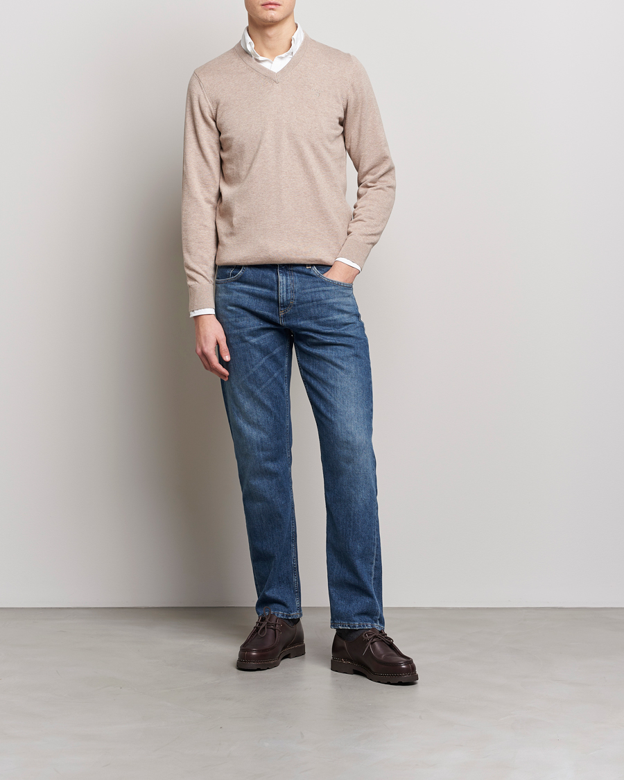 Herre | Gensere | Barbour Lifestyle | Pima Cotton V-Neck Sand Marl