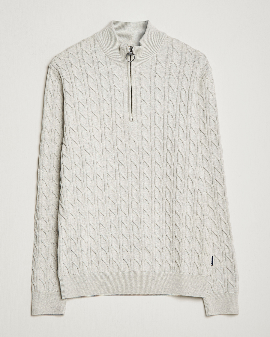 Herre | Gensere | Barbour Lifestyle | Cable Knit Half Zip Ecru Marl