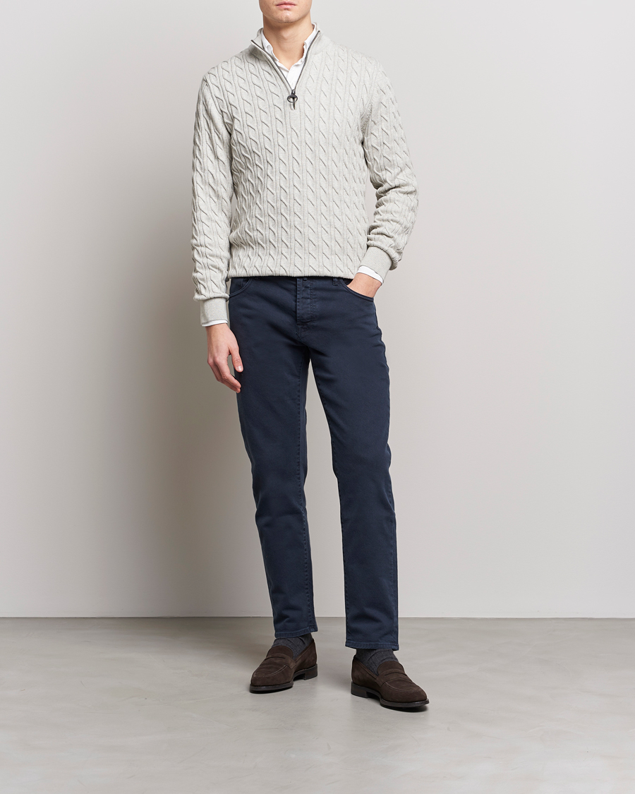 Herre | Gensere | Barbour Lifestyle | Cable Knit Half Zip Ecru Marl