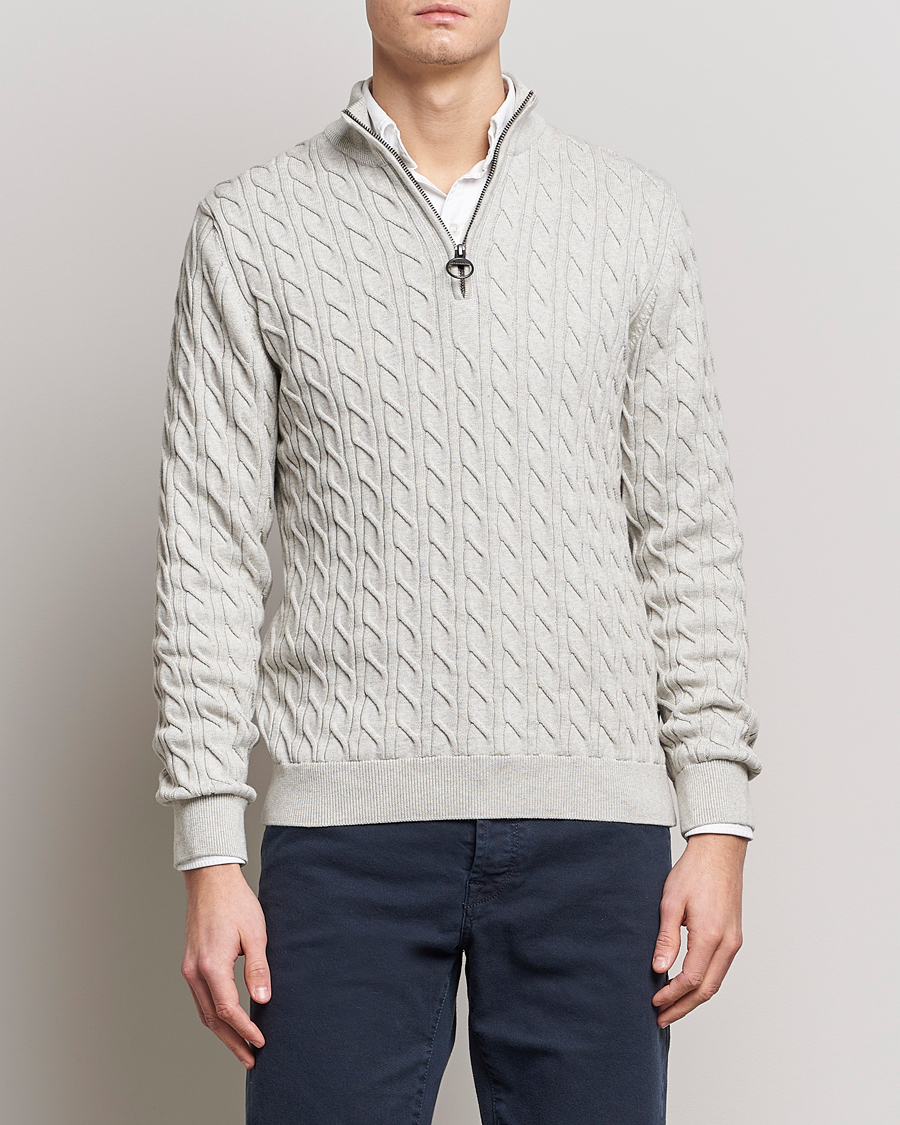 Herre | Gensere | Barbour Lifestyle | Cable Knit Half Zip Ecru Marl