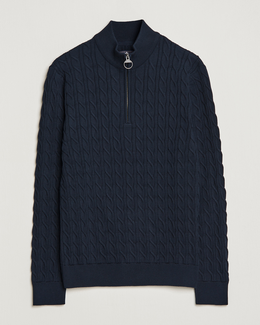 Herre | Gensere | Barbour Lifestyle | Cable Knit Half Zip Navy