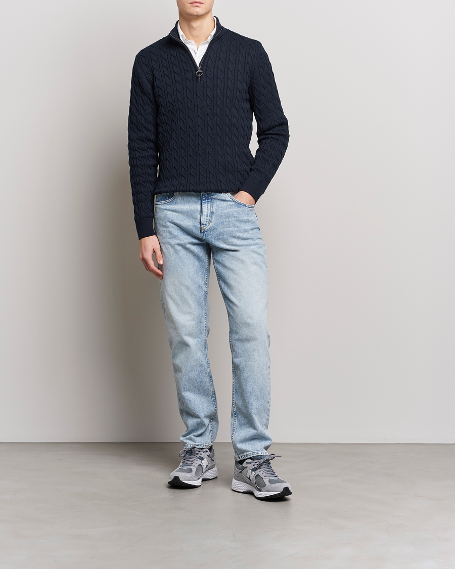 Herre | Gensere | Barbour Lifestyle | Cable Knit Half Zip Navy