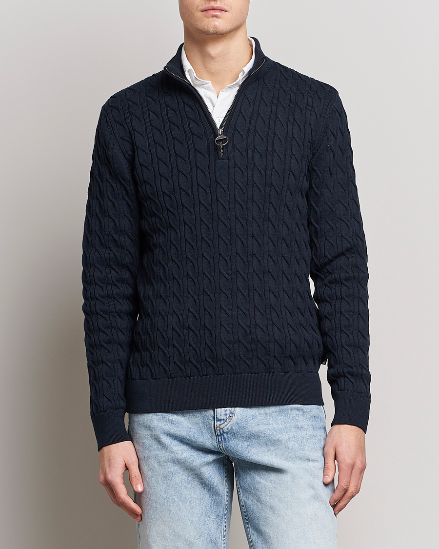 Herre | Gensere | Barbour Lifestyle | Cable Knit Half Zip Navy