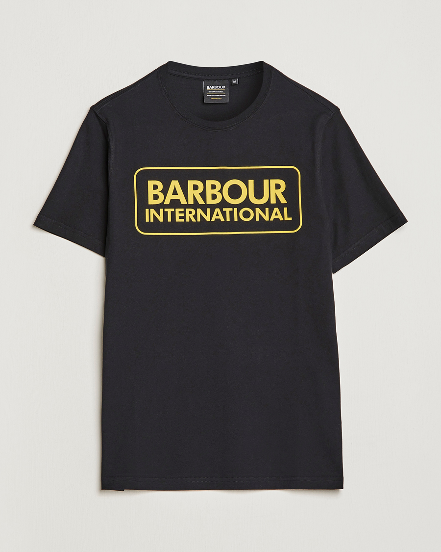 Herre | T-Shirts | Barbour International | Large Logo Crew Neck Tee Black