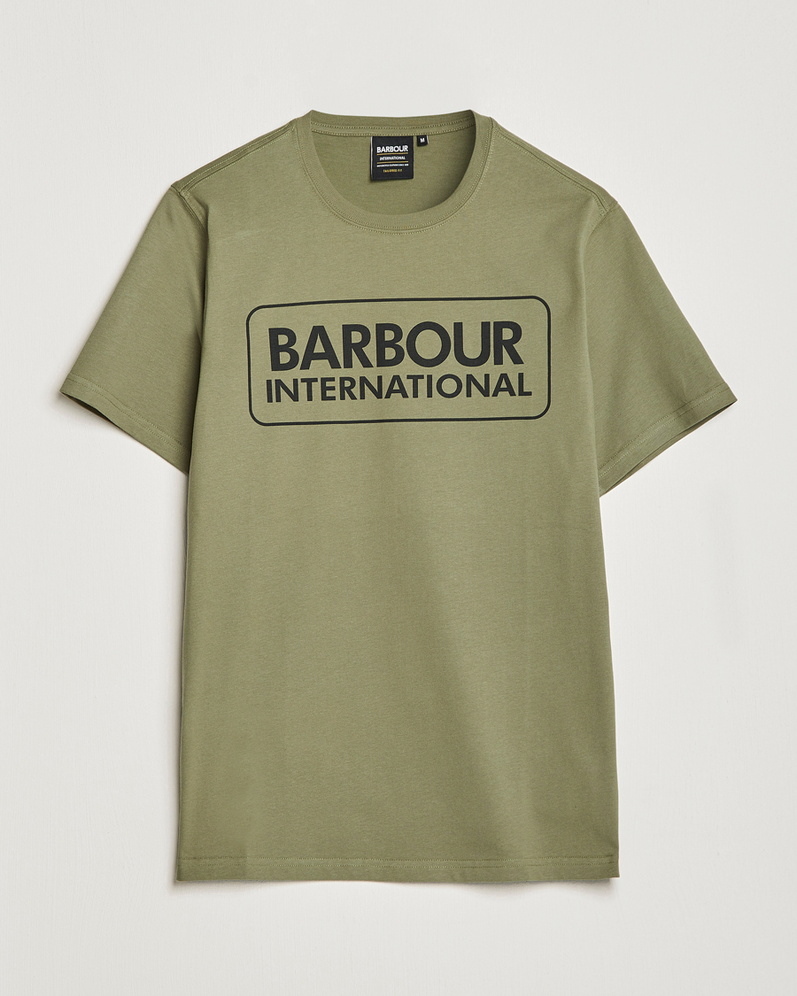 Herre | T-Shirts | Barbour International | Large Logo Crew Neck Tee Light Moss