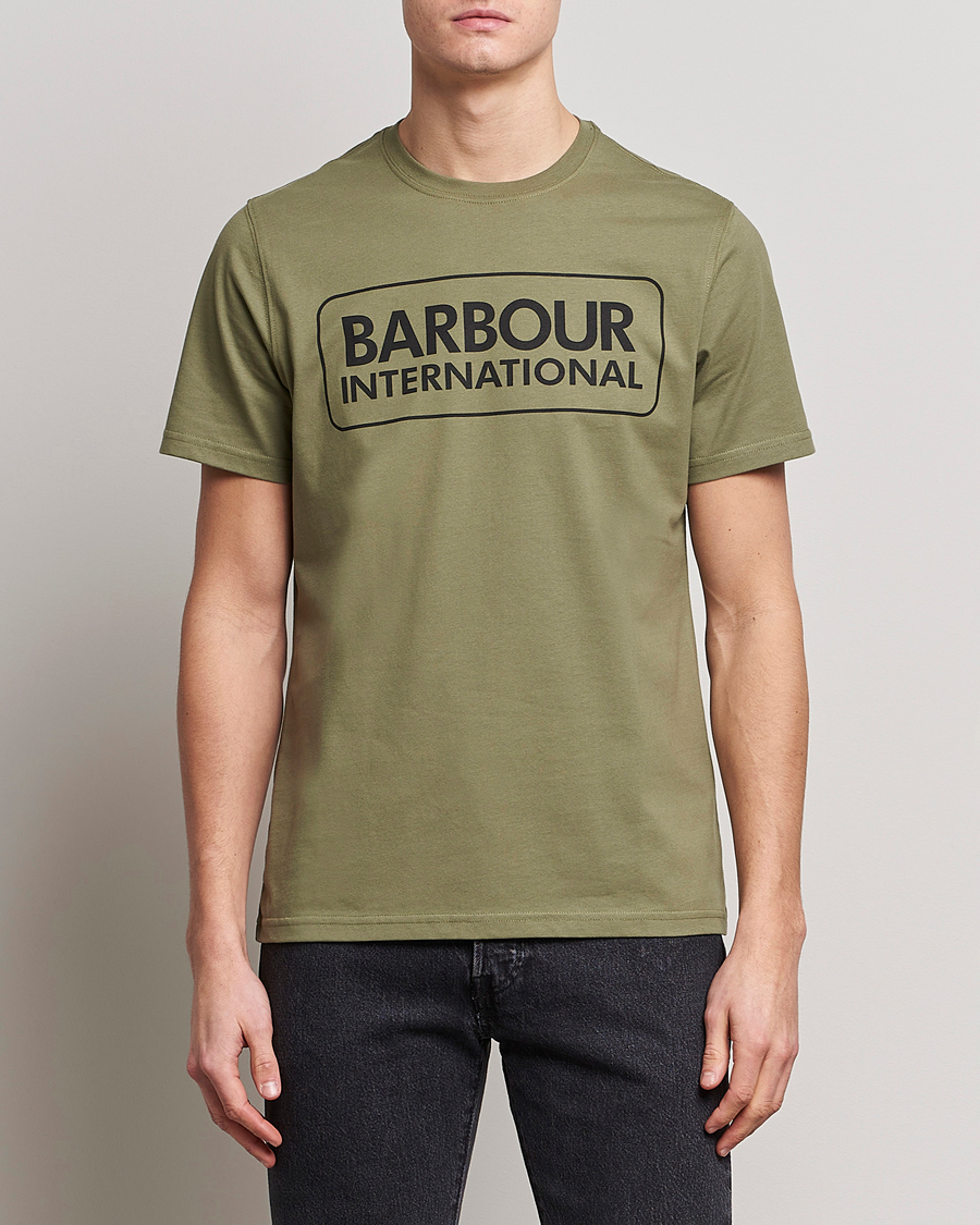 Herre | 20% salg | Barbour International | Large Logo Crew Neck Tee Light Moss